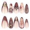 3D Cherry Blossom Almond Press-On Nails for Autumn and Winter