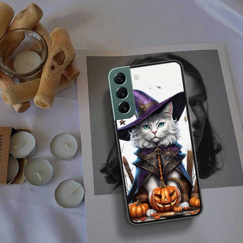 Halloween Magic Cat Phone Case For Samsung Galaxy S22 S25 Ultra S21 S10 Plus S26 Edge S20 S23 S24 FE Cover Silicone Soft TPU