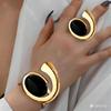 Joyería de Moda para Mujer Set Minimalista y Versátil Pulsera Chapada en Oro de 18 Quilates con Diseño de Anillo Abierto