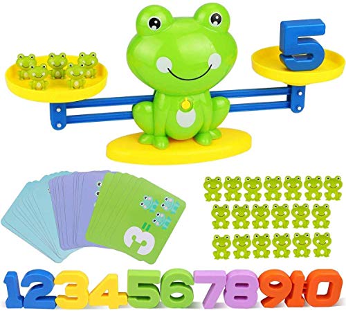 Educational Balance Scale Frog Balance Seesaw Toy Number Balance Game Math Educational Toy Board Game Card Game Toddlers Kids Ages 6 Addition Girls Bo