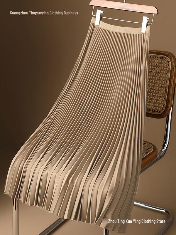 Premium Satin Pleated Maxi Skirt - Plus Size