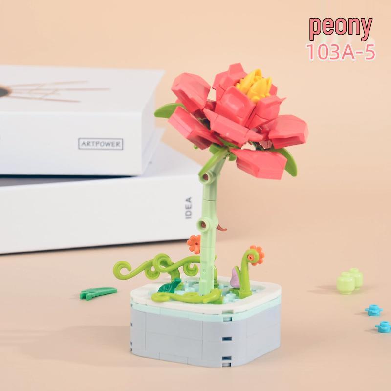 Educational Sunflower & Hibiscus Building Blocks Ornament - Teacher's Day Gift