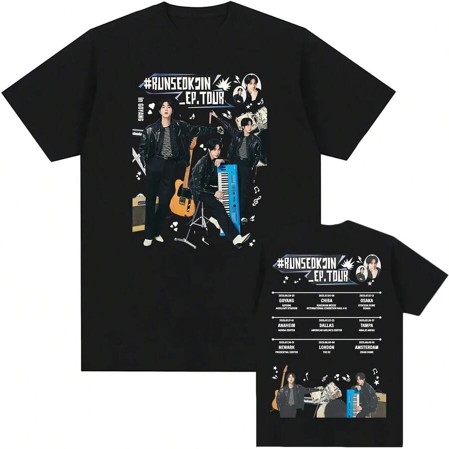 Jin RUNSEOKJIN EP TOUR 2026 Tshirts Korean Singer Graphic Print TShirt Short Sleeve Cotton Summer T L