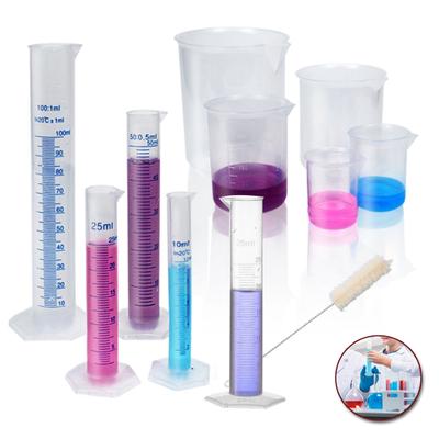 1/3ks 10ml-1000ml Průhledný odměrný plastový válec s odměrným plastovým zkušebním laboratorním nástrojem na tekuté zkumavky