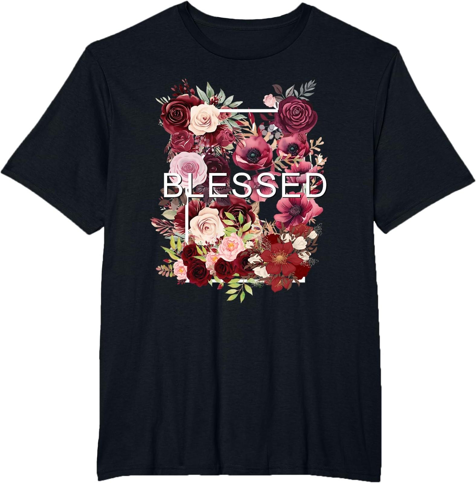 Maroon Red Burgundy Blessed Blooming Maroon Graphic T-Shirt S