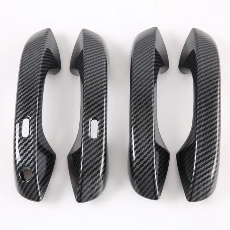 For Seat Leon FR MK4  LHD Carbon Fiber Color Door Handle Cover ABS Decoration Protector Chrome Trim With 2 Smart Set