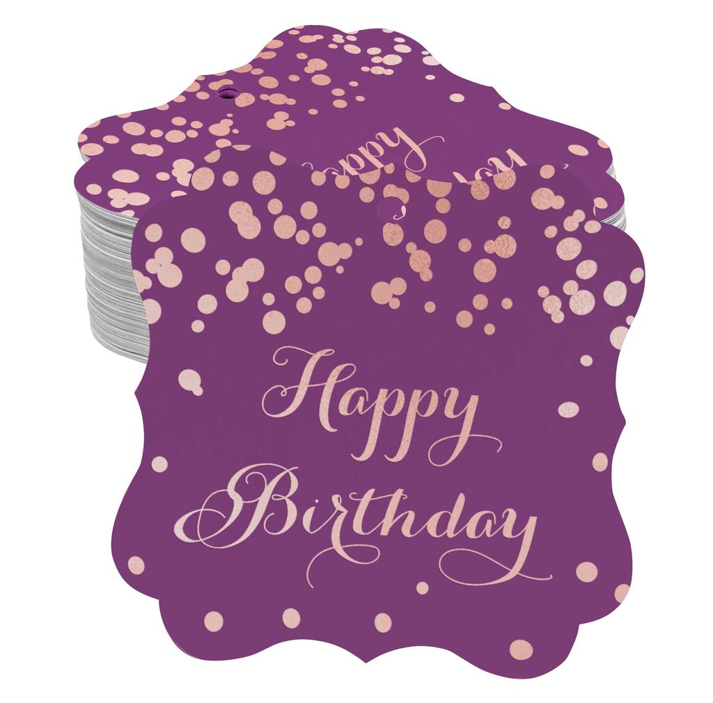 Inkdotpot Real Gold Foil Bracket Shape Paper Hang Tags Happy Birthday Favor Tags Pack Of