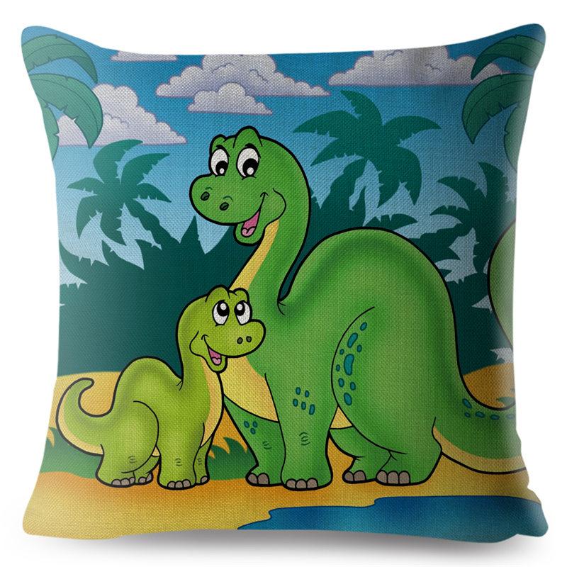 Cartoon Jurassic Dinosaur Animal Pillowcase Cushion Cover Peach Skin Pillowcase Sofa Home Decor Pillowcase