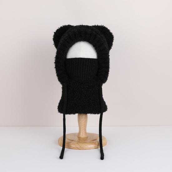Children Hat Plush Bear Ear Styling Warm Windproof Winter Hat with Face Guard Neckerchief Function Vertical Headgear
