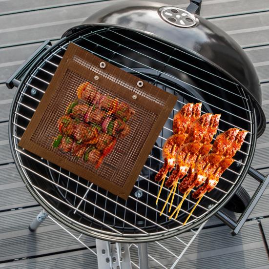 BBQ Mesh Grill Bag Reusable Non-Stick Barbecue Bags for Meat Veggies Seafood Pizza Heat-Resistant BBQ Veggie Grill Pouches