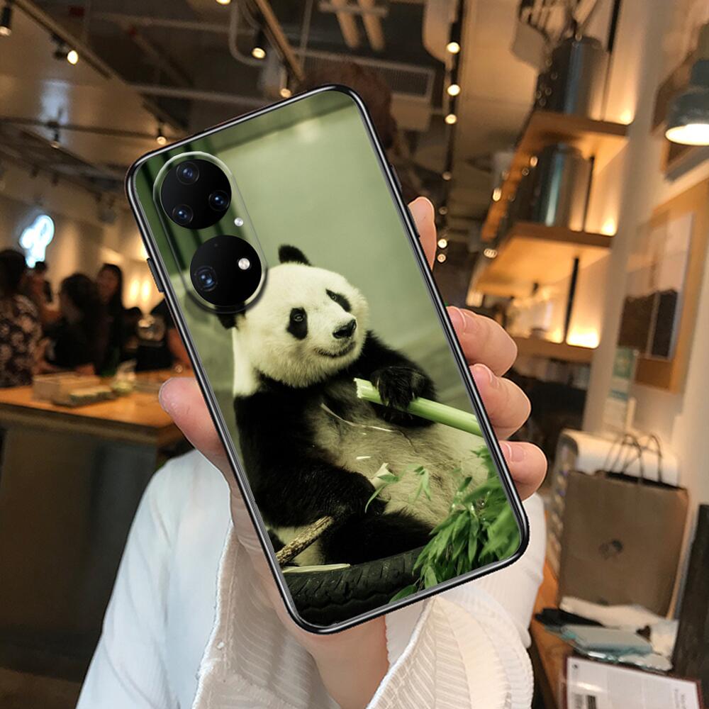 Super roztomilé pouzdro na telefon Panda pro Huawei p50 P40 p30 P20 10 9 8 Lite E Pro Plus Black Etui Coque Painting Hoesjes comic fas