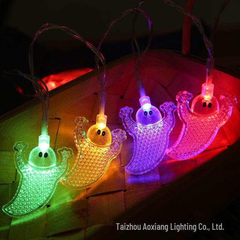 Halloween LED String Lights - Pumpkin, Spider, Ghost, Horror Decor, Marigold Colored Small Lights