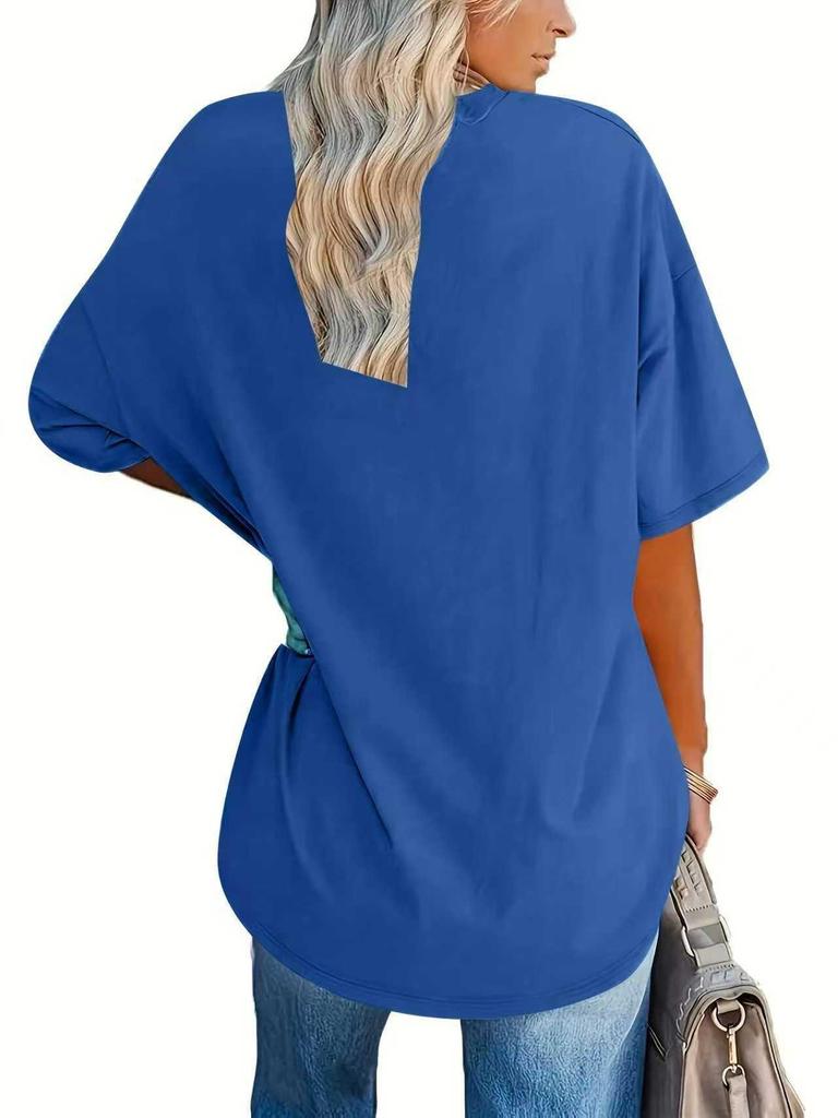 Damen Übergröße Lockeres Lässiges Rundhals-T-Shirt - Neuer Stil