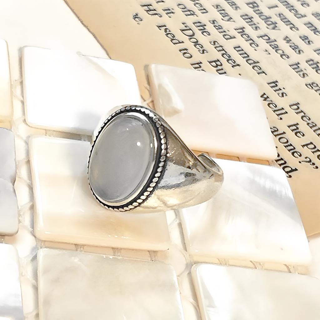 PANJBJ 925 Sterling Silver Rings for Women Couple Minimalist Big Oval Stone Ring Jewelry Gift Prevent Allergy Dropshipping