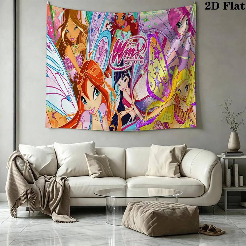 Winx Wall Tapestry Aesthetic Wall Hanging Printed Fabric Blanket Decorative Tapestries for Bedroom Living Room Home Decor