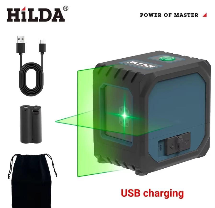 Rechargeable Lithium Battery Laser Level with 2-Line Strong Light for Outdoor Use, Automatic Leveling