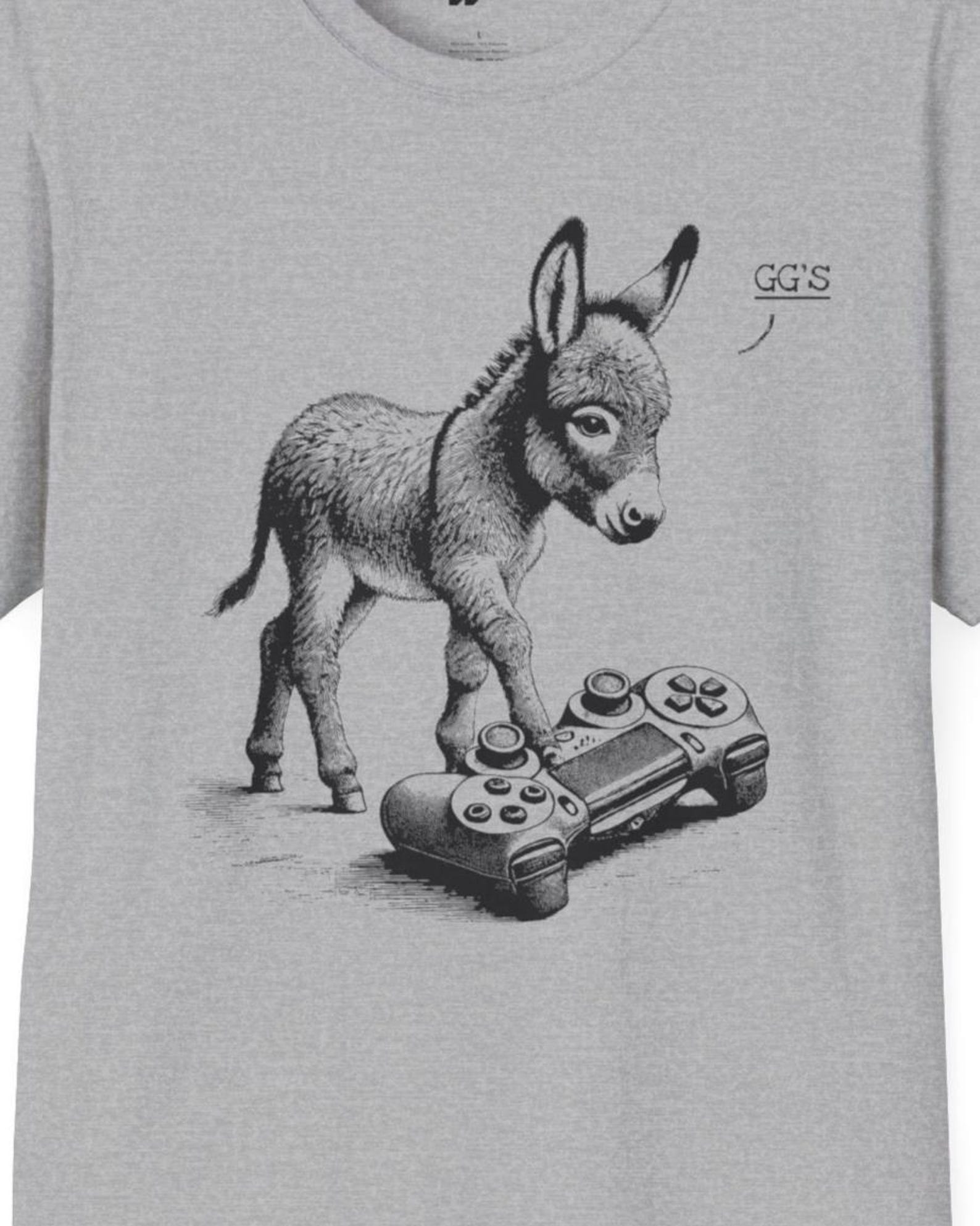 Gamer Donkey T-Shirt: GG S Copper Engraving Style L