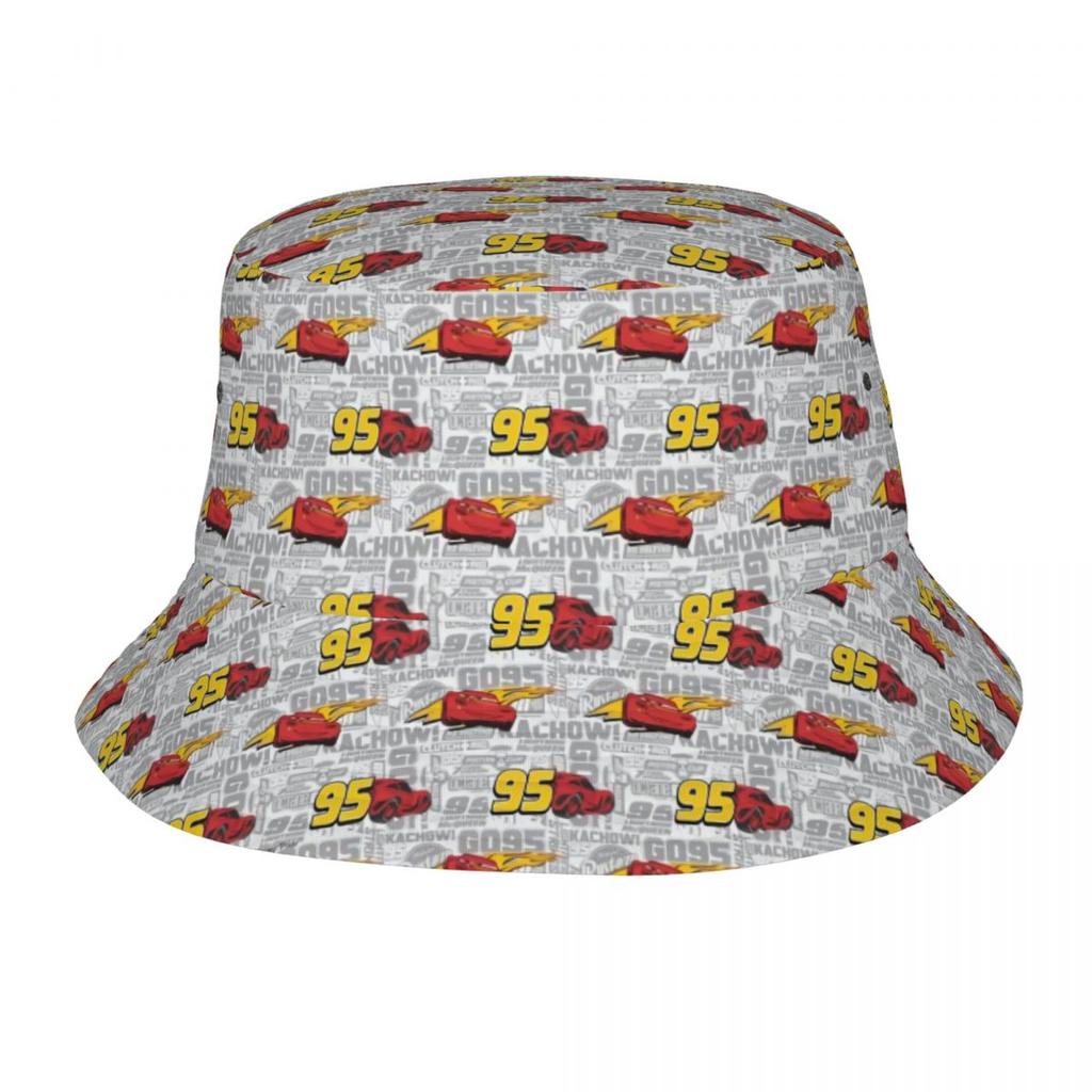 Custom Lightning McQueen Cars Bucket Hat for Unisex Women Printed Cartoon Summer Travel Beach Outdoor Camping Cap