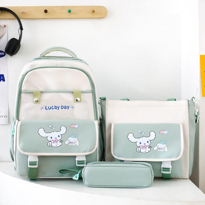 Primary School Student Schoolbag Cute Cartoon Backpack Simple Lightweight Backpack Large Capacity Primary and Secondary School Three Piece Set