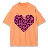 Pink Leopard Heart Prints Washed TShirt Women Cotton T Shirts ONeck Comfortable Distressed Tops Summer Casual Woman Clothes