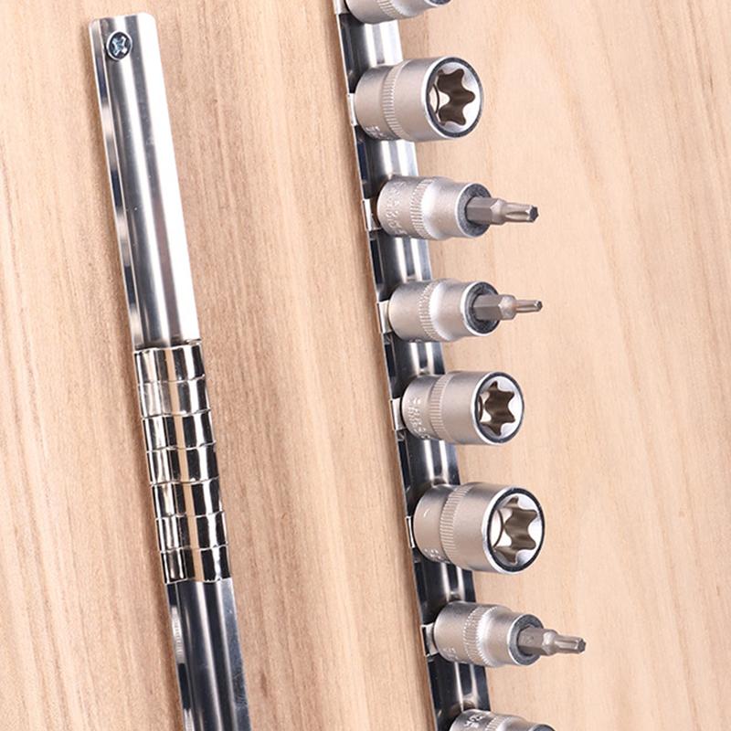 3/8 Inch Socket Storage Rack Stainless Steel With 8/10/11 Clips Socket Storage Rack For Storing Loose Socket Rail