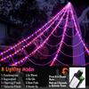 Halloween Spinnennetz Lichter 5m 250 LEDs Lila & Orange Mehrfarbig 8 Modi Timer IP65 Wasserdicht Außen Innen Garten Dekoration mit 5 Erdspießen