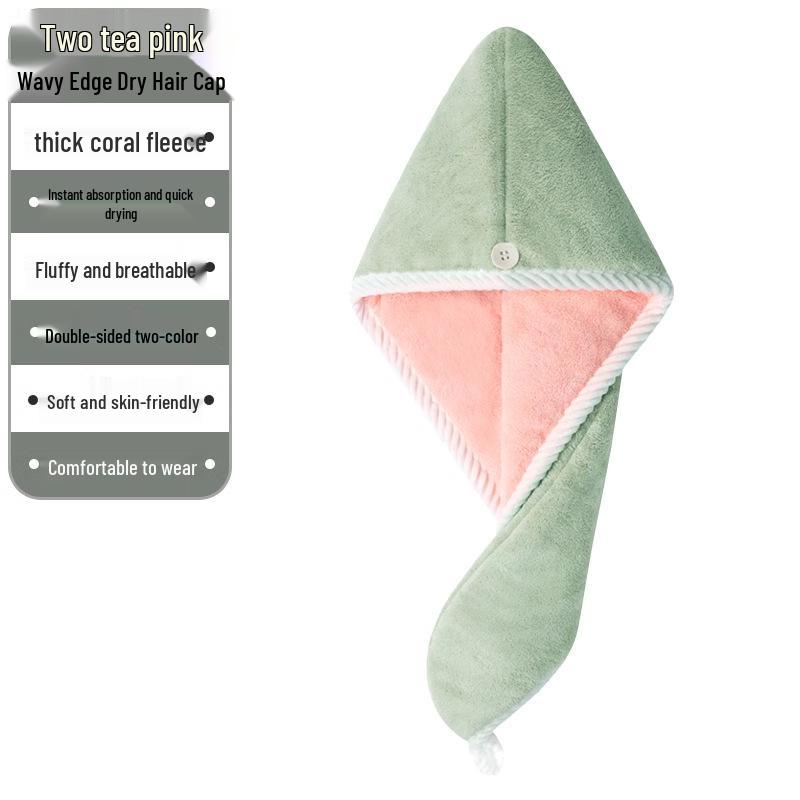 Women's Quick-Dry Double-Layer Coral Fleece Hair Cap
