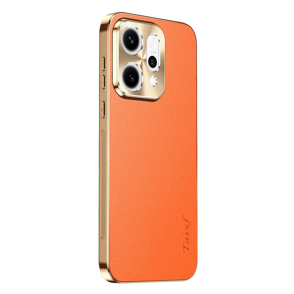 Cover Placcato in Pelle con Motivo Lichee per Oppo Reno 14 13 12 11 10 9 Pro Plus Custodia Protettiva Antiurto Bumper