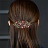 Korean fashion retro colorful rhinestone hairpin elegant ladies bronze metal flower plate hair top clip headband hair accessory