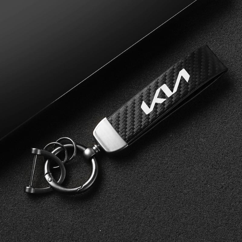 Suitable for Kia Sportage Ceed Picanto Rio ProCeed Niro 5 3 4 K7 K5 K8 K3 Ray K9 Logo Carbon Fiber Leather Car Keychain Gbnkr30
