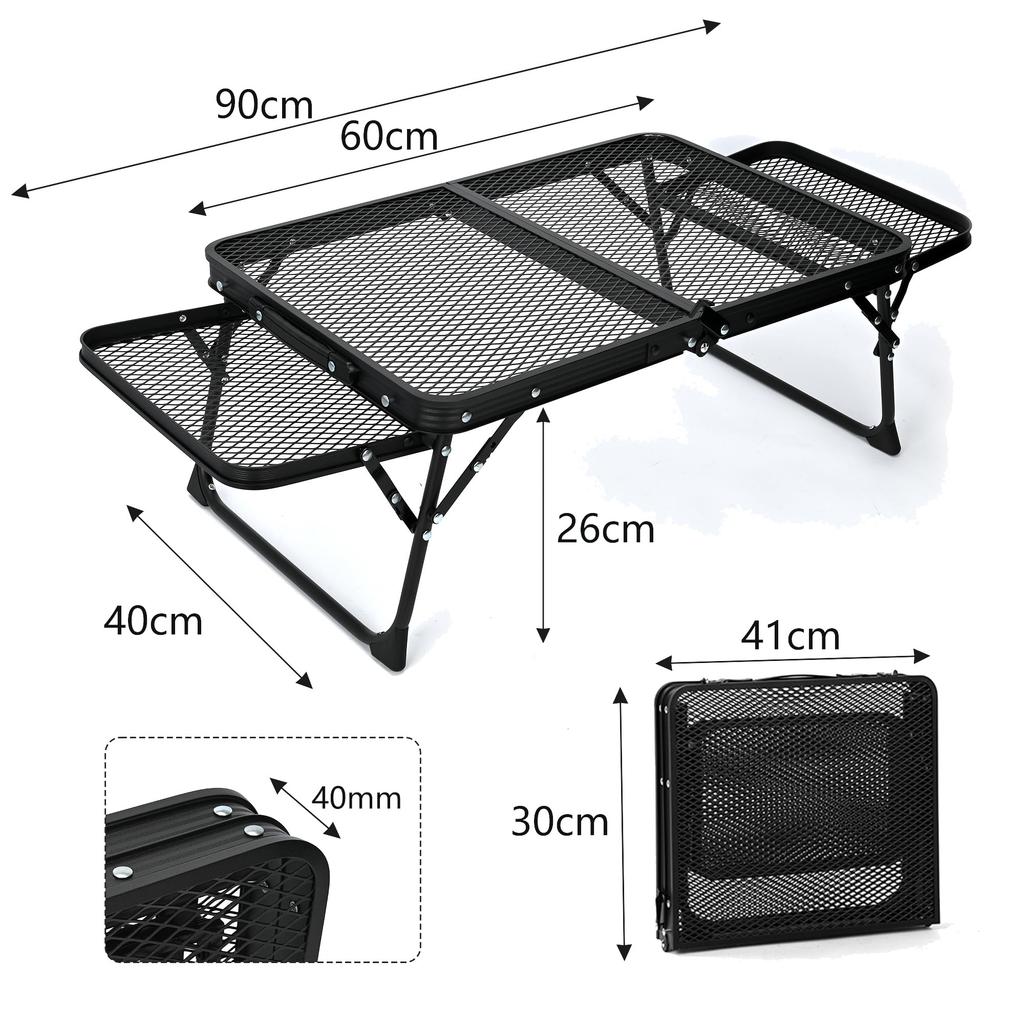 Rloao Field Hopper Camping Table with Mesh Side Folding 90cm Wide X 40cm Deep X 26cm Large Storage Bag Perfect for Outdoor Use Table, Heat-Resistant,