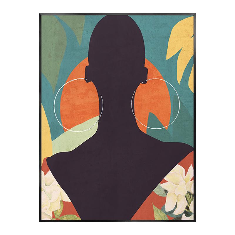 Abstract Nude Girl African Woman Monstera Leaves Poster Nordic Canvas Painting Wall Art Pictures Living Room Home Decor Modern