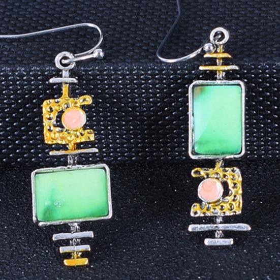 1 Pair Women Hook Earrings Turquoise Collection Decorative Sturdy Anti-rust Vintage Style