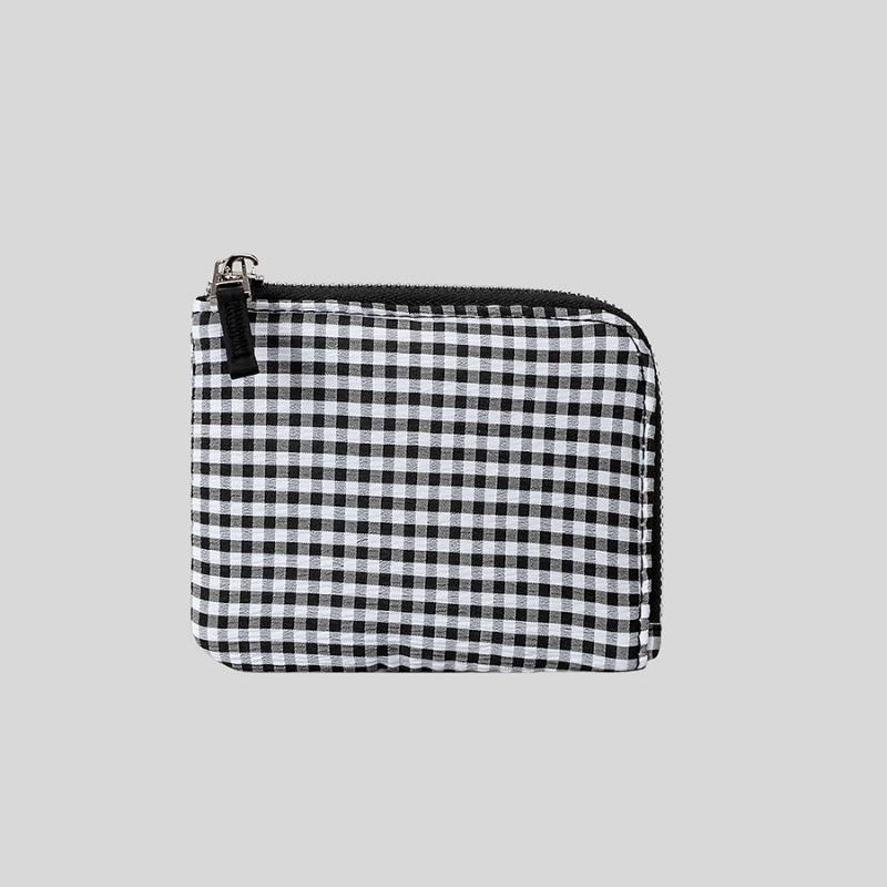 

A Fresh and Artistic Checkered Color-blocking Coin Purse A Fashionable Card Case and A Casual Storage Bag чорний