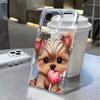 Valentine Yorkie Puppy Phone Case For iPhone 17 Air 16E 16 15 14 11 Pro Max Plus 13 12 Mini 8 7 X Transparent Shockproof Cover