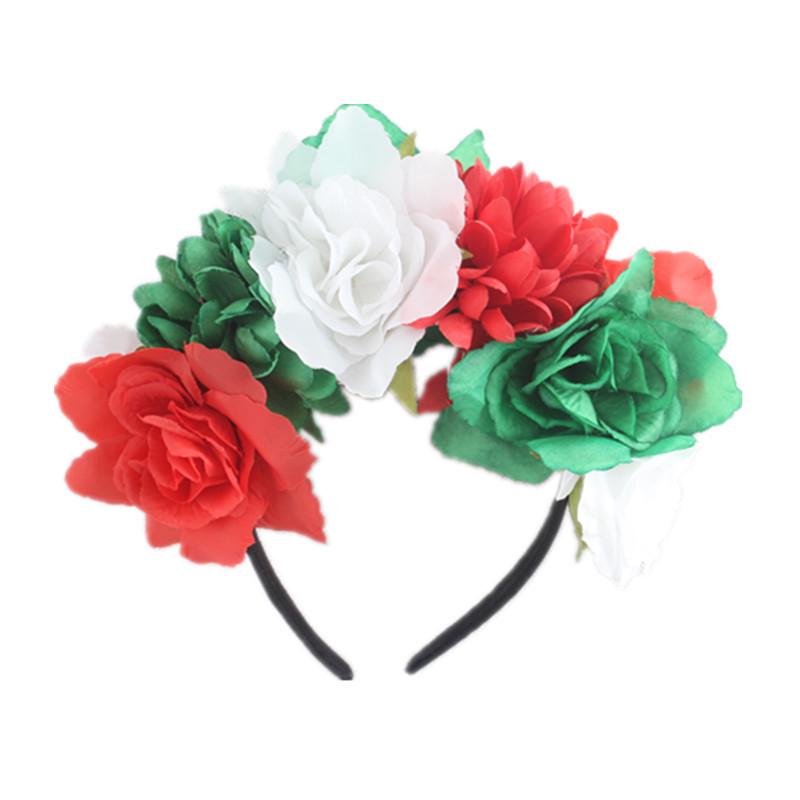 

Аксессуар для волос в виде цветка пиона для праздника и выпускного вечера: Рождественская повязка на голову в два ряда красный/зелёный