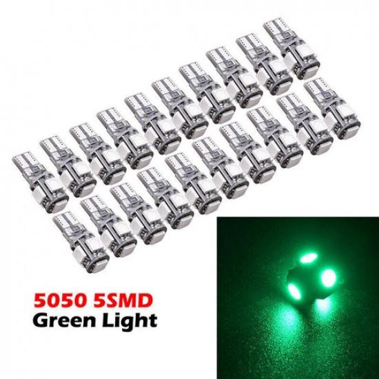 20PC Car T10 Green LED 5050 5smd Wedge Light Bulb W5W 194 168 2825 158 192 New
