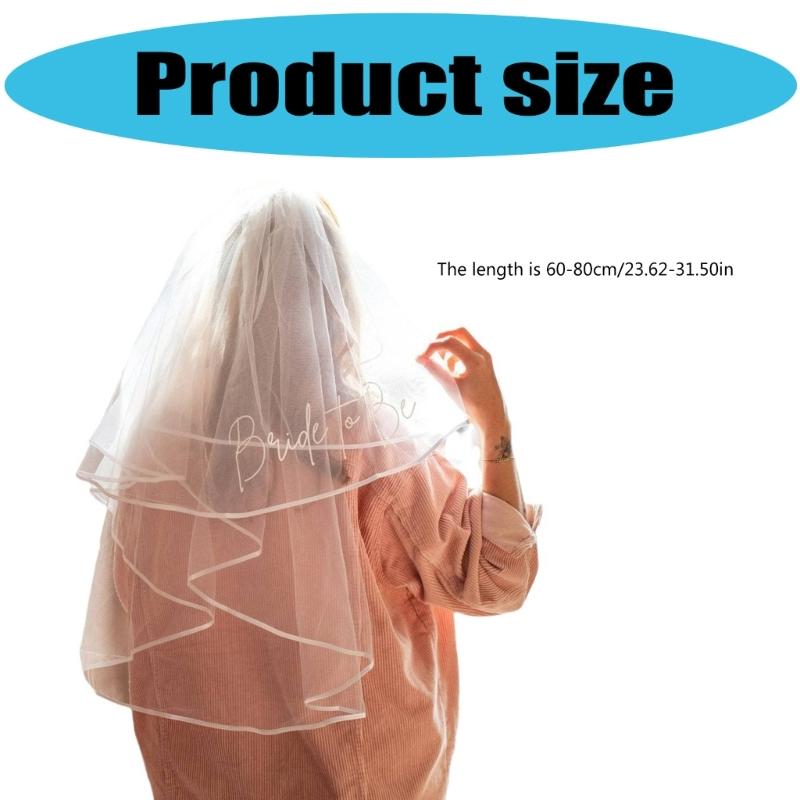 Classical White Wedding Veils with Bride To Be Letter Print Double Layer Bride Veils for Formal Event Wedding Photography