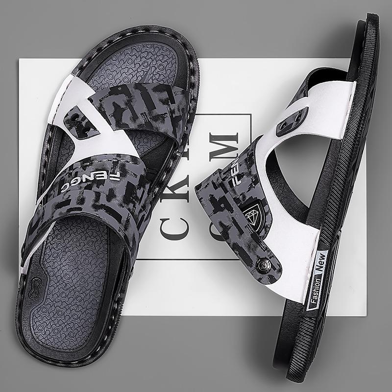 Sommer Komfort Strandurlaub Wasserdichte Ledersandalen Herren Leder Klassisch Outdoor Herren Sandalen Dual-Use Hausschuhe