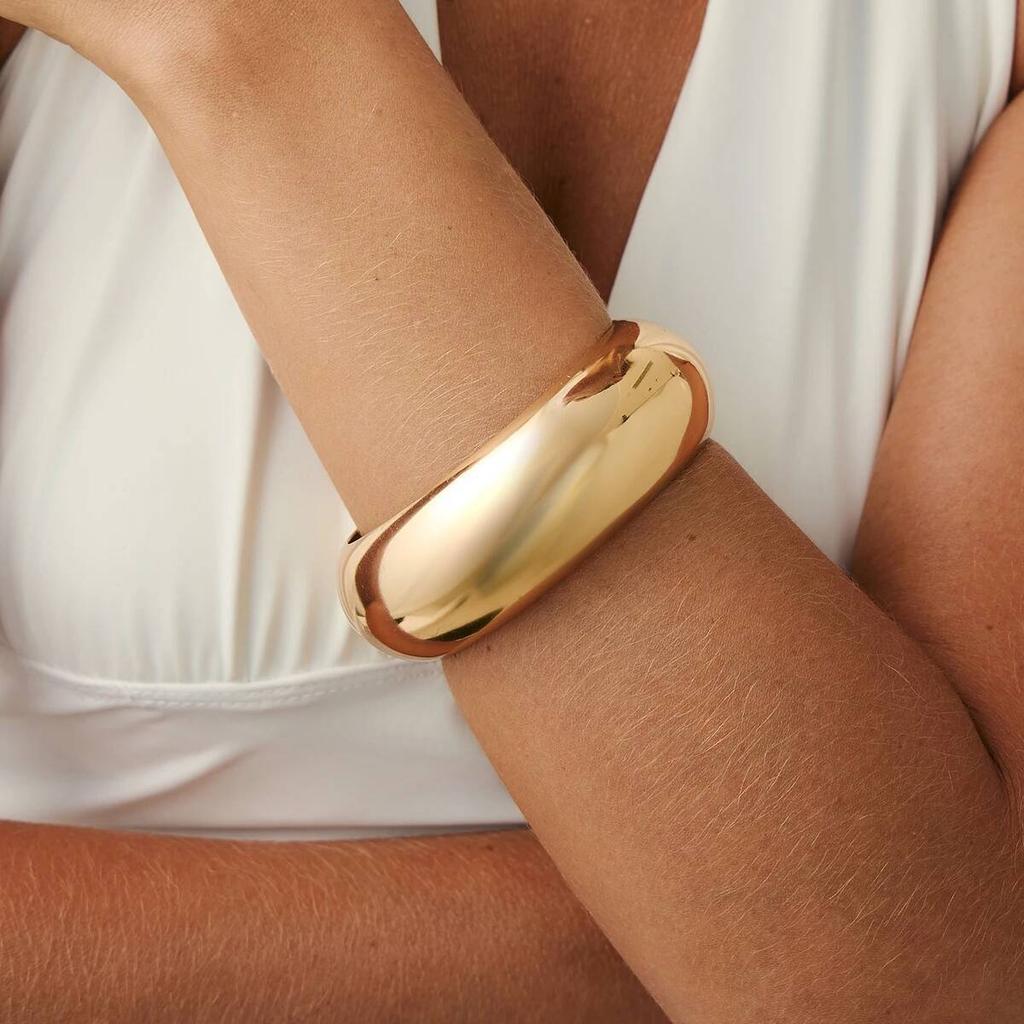 IngeSight.Z 3 Styles Punk Gold Color Smooth Wide Bangle Women Creative Hyperbole Round Geometric Bracelet Steampunk Jewelry Gift