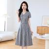 Ke Bei Er Elegant Plaid Bow-Tie Midi Dress
