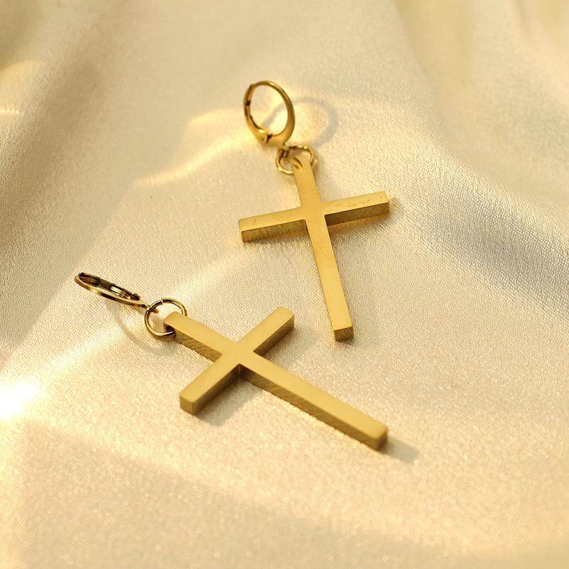 Retro Earrings Personalized Non-Fading Titanium Steel Stainless Steel Earrings Cross Jewelry Neutral Style Jewelry