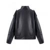 Womens Oversized PU Leather Bomber Jacket 2026 Streetwear Loose Fit Black