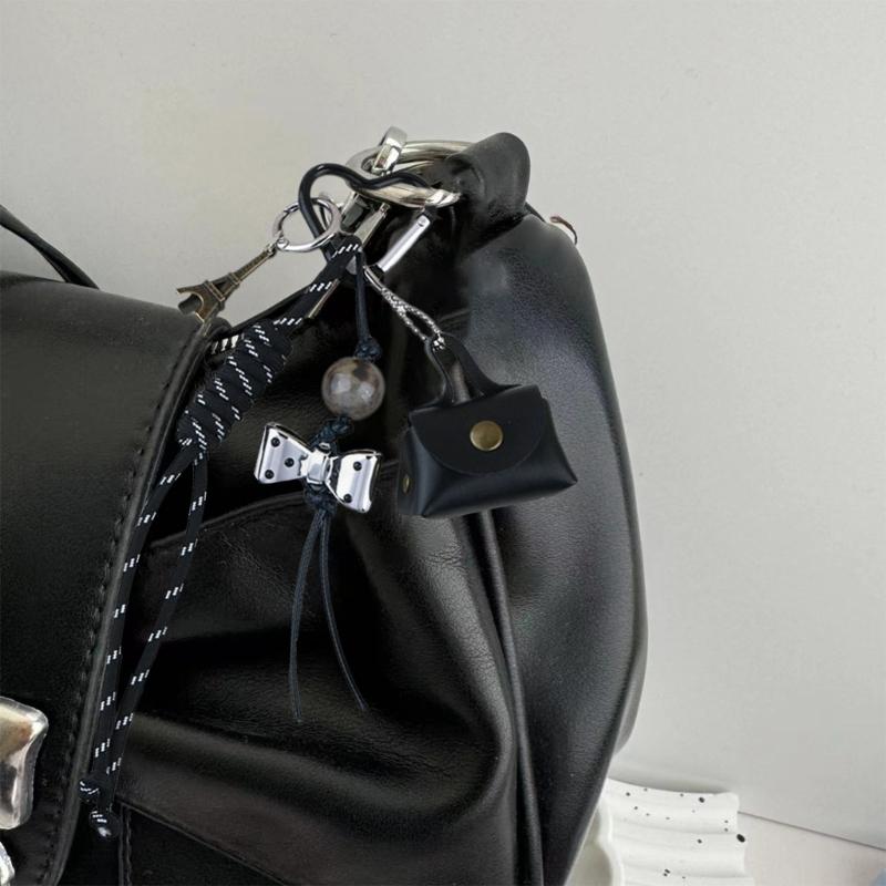 Fashion Keychain Bag Charm Enhancing Style with Practical Alloy and Leather Bags Pendant for Daily Commute or Travel