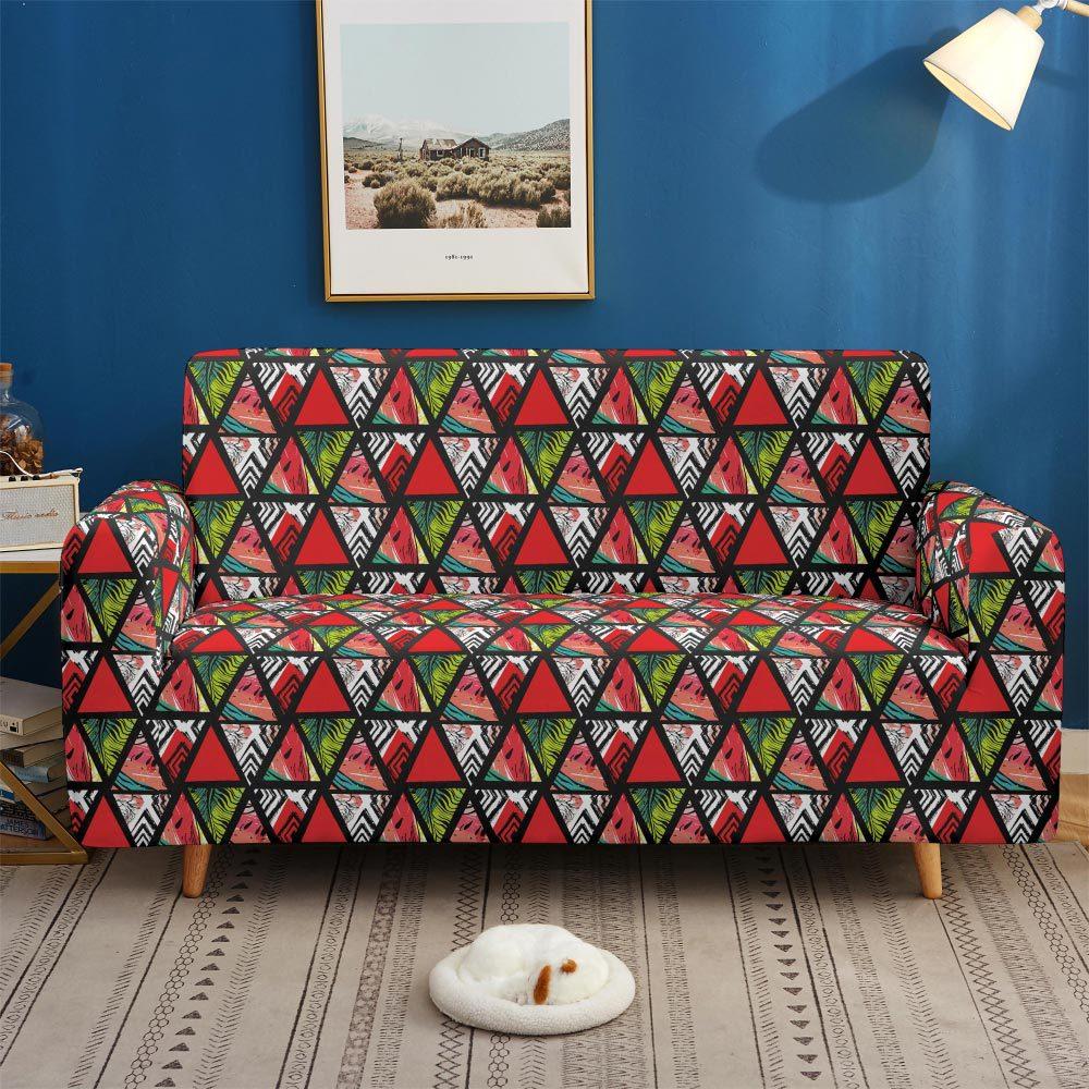 Red Colorful Non-Slip Elastic Sofa Cover, All-Inclusive Supply For All Seasons, 3D Digital Magic Cover