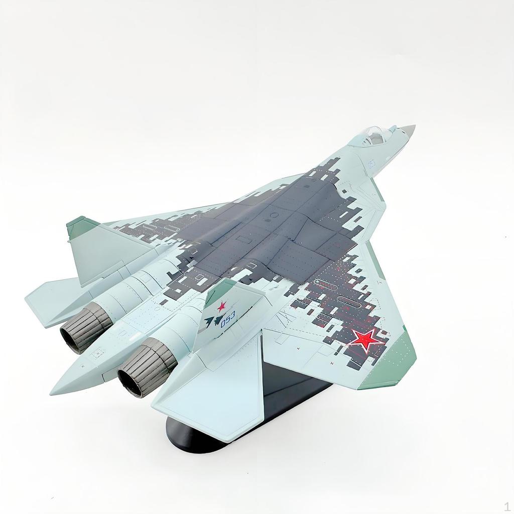 1:100 Scale SU-57 Airplane Model with Display Base Collectible Souvenir Stimulated Fighter for