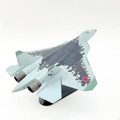 1:100 Scale SU-57 Airplane Model with Display Base Collectible Souvenir Stimulated Fighter for