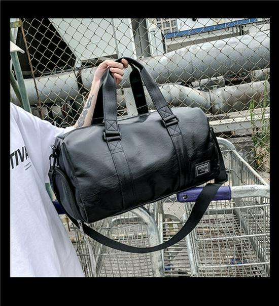 Bolsa de viaje portátil de cuero sintético para hombre: gran capacidad, separación de líquidos, equipaje de corta distancia o bolsa de fitness.