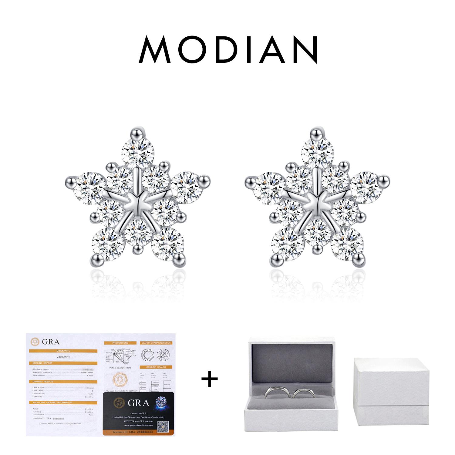 

D Color Dazzling Moissanite Earrings 925 Sterling Silver Trendy Cute Snowflake Stud Earrings For Women Fine Jewelry