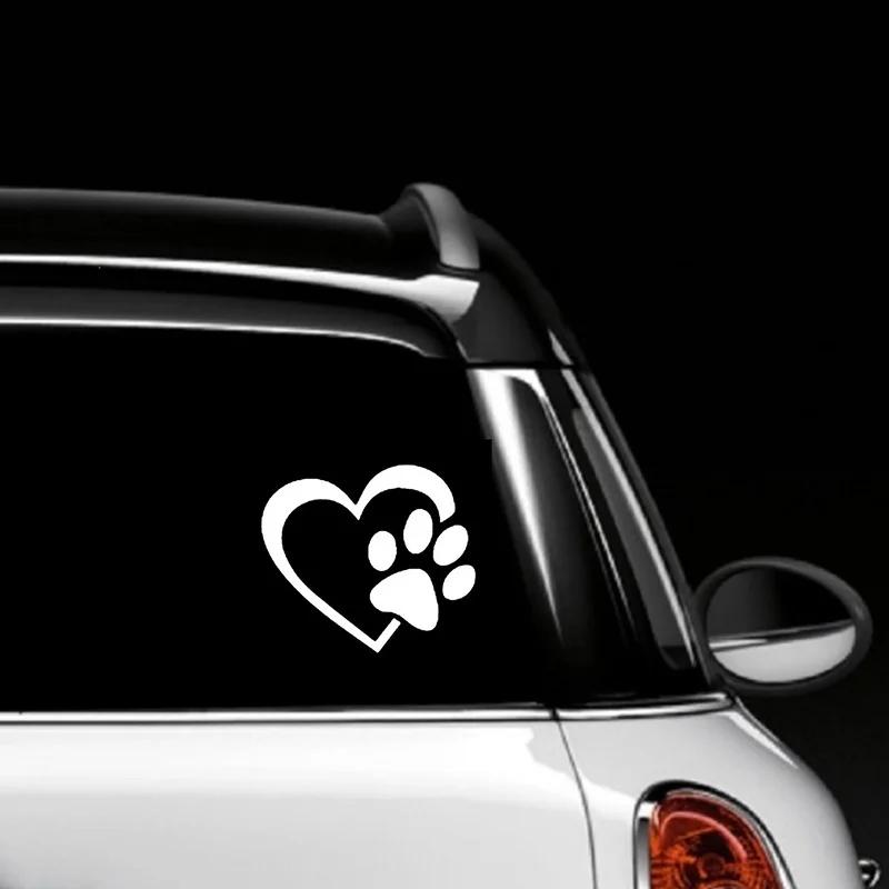 2 ks potisk tlapky mazlíčka s vinylovou samolepkou na auto s psí kočkou se srdcem na nárazník